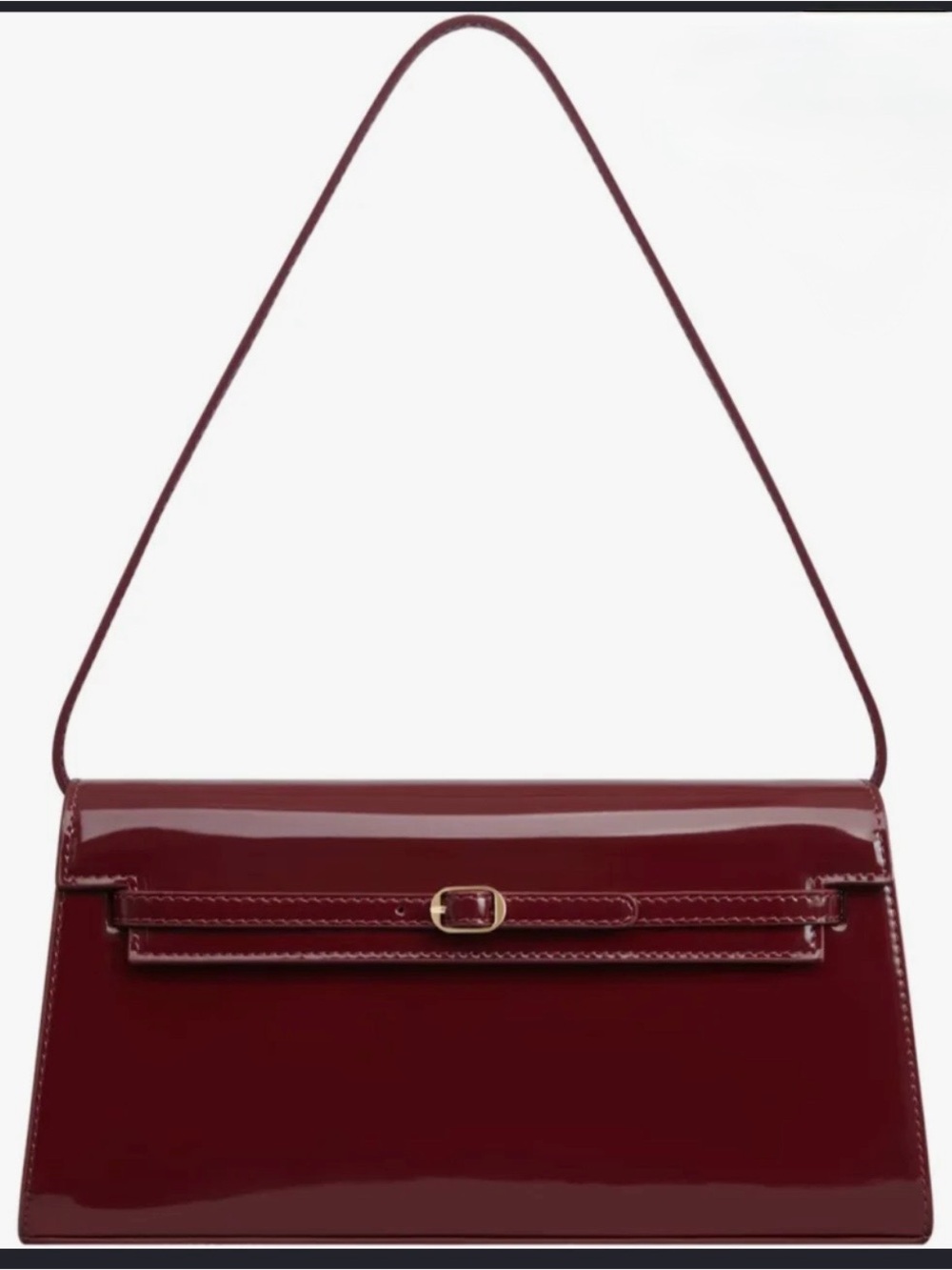 Verafied NY Patent Leather Shoulder Bag - Burgundy